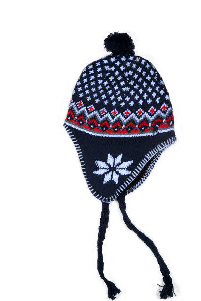 一个美丽的秘鲁帽子与兜帽的照片，孤立的白色背景图片下载