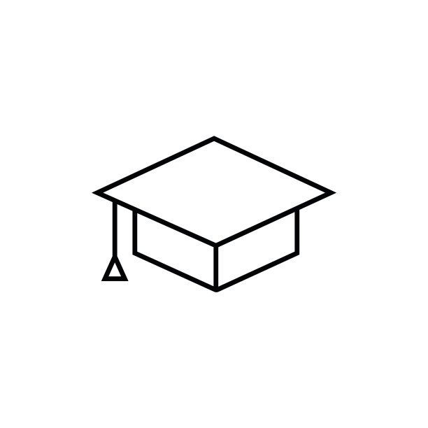 毕业帽线条图标，学术帽Logo矢量图片下载