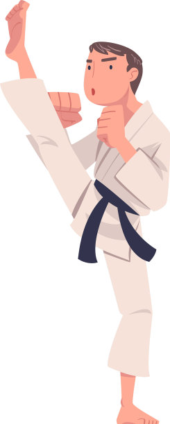 身穿黑色和服练习空手道的年轻人图片下载