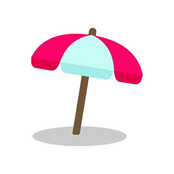 阳伞海滩(夏天，假期)矢量图标说明图片下载