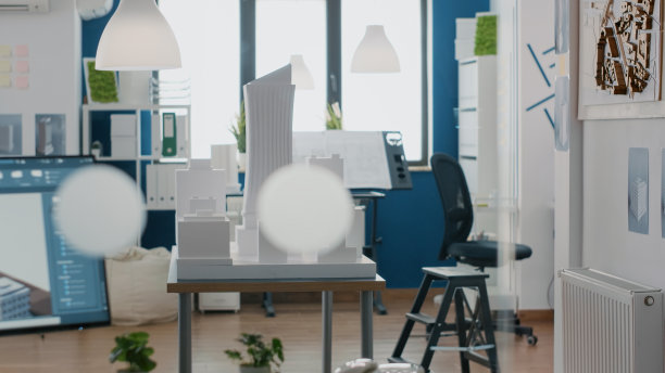 建筑办公室里没有人有建筑模型和3d施工图图片下载