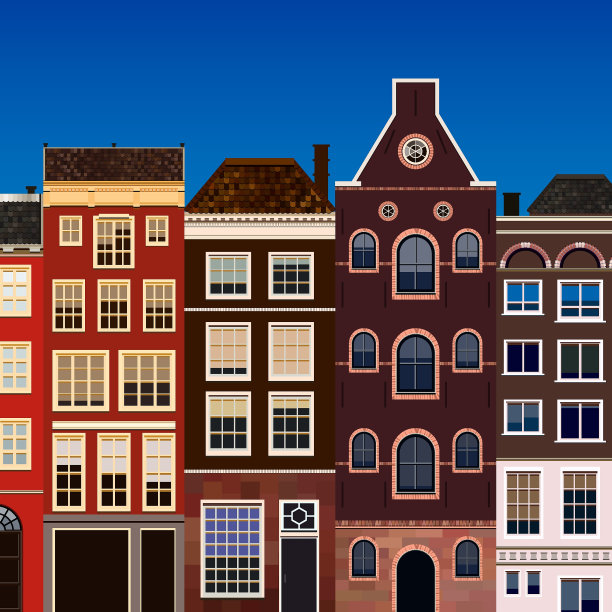 抽象的老房子街道。向量的背景。图片下载