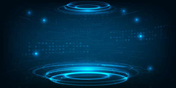 矢量插图高科技可视化全息舞台布局的产品展示和技术元素。未来主义的设计理念。图片下载