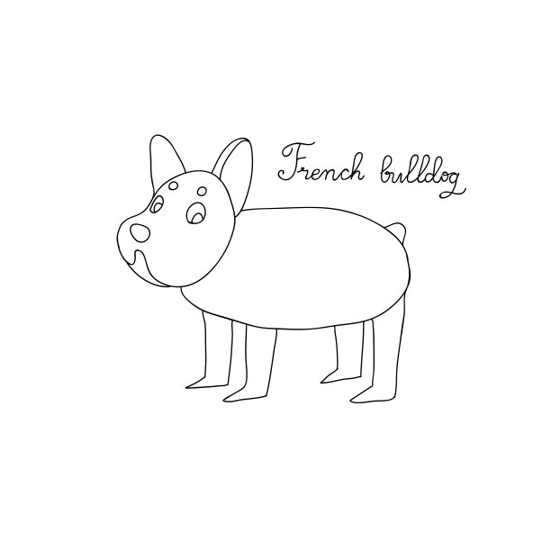 法国斗牛犬。白色背景上的狗。矢量狗插图图片下载