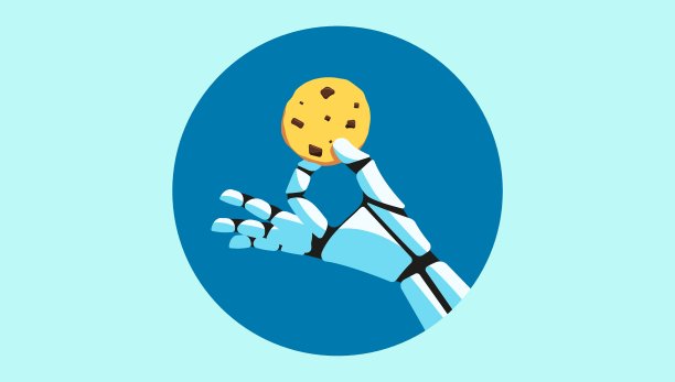 机器人手握饼干矢量插图图片下载