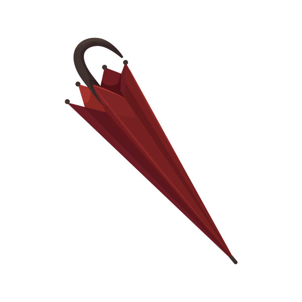 遮阳伞，封闭伞，手柄配件在白色背景上孤立的卡通风格。矢量图图片下载