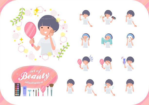 一套t恤糊状头发女人对美丽图片下载