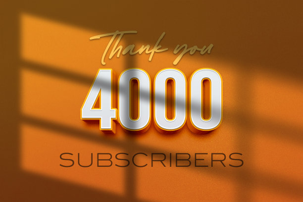 4000用户庆祝问候横幅与3D挤出设计图片下载