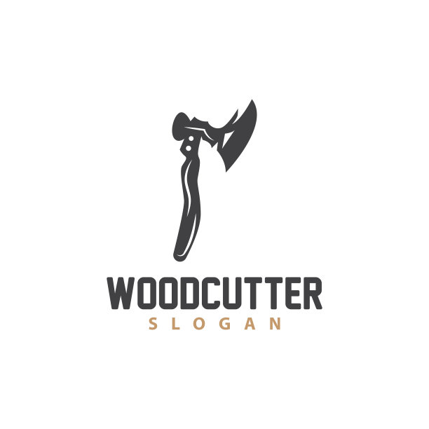 斧标志，木材切割工具黑色轮廓，伐木工矢量，旧复古复古极简主义设计，图标模板说明图片下载