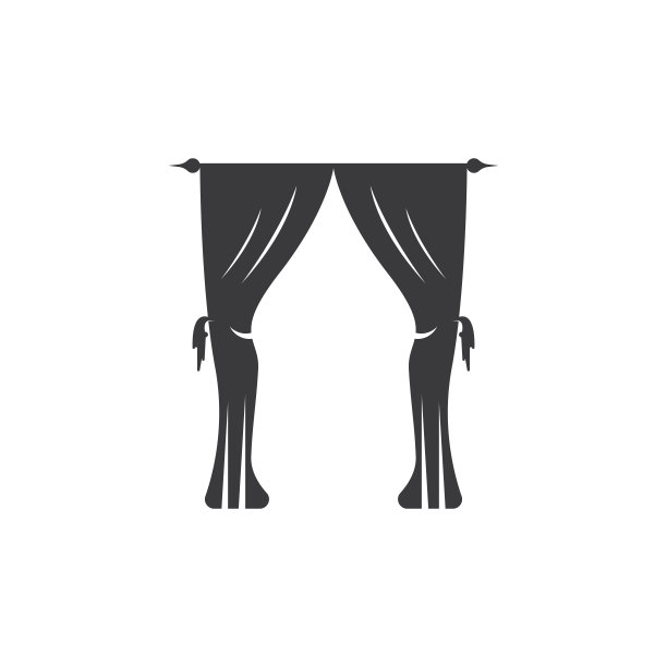 窗帘窗户房间窗帘家具标志矢量模板插图图片下载