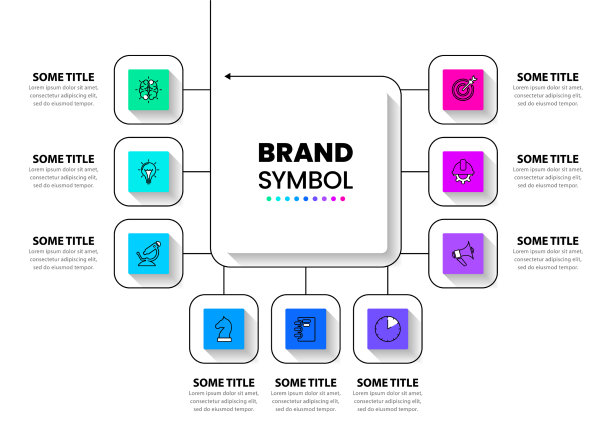 信息图模板用9条线连接图片下载