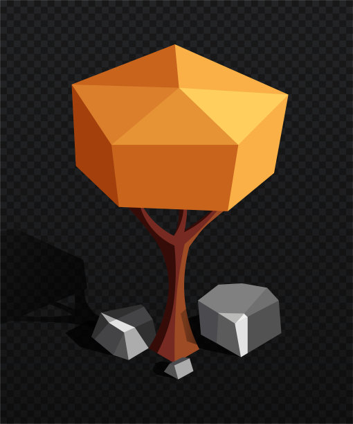 多边形树与石头图片下载