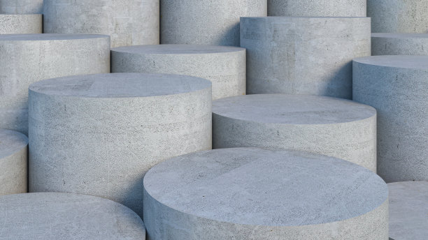 3D圆柱混凝土平台，产品展示混凝土舞台，3D建筑渲染背景。图片下载