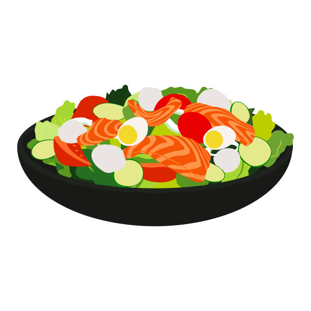 自制的新鲜蔬菜沙拉和鲑鱼图片下载