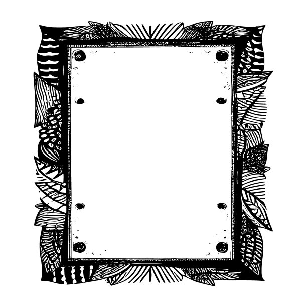 黑白手绘相框婚礼请柬，保存日期或贺卡。图片下载