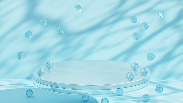 圆形讲台和水晶球。展示化妆品的模型。极简的产品演示场景。图片下载