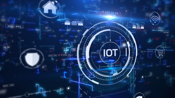 数字未来物联网网络连接图标。物联网技术、商业、在线服务传播背景透视图。图片下载