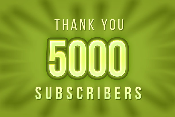 5000名订户庆祝横幅，绿色压花设计图片下载