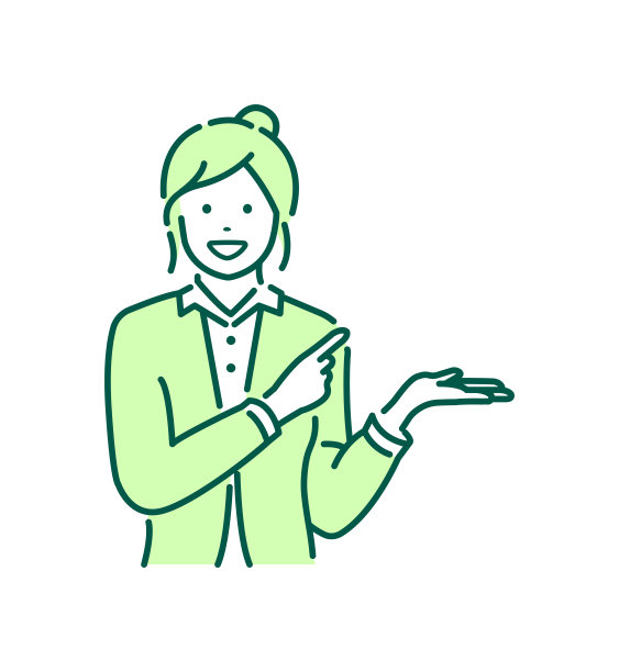 年轻的女商人指着(介绍)矢量插图图片下载