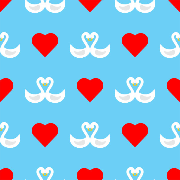 两只象征爱情的天鹅图案无缝衔接。向量的背景图片下载