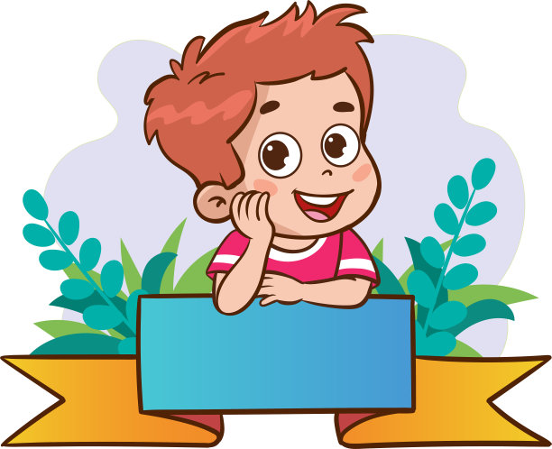 可爱的小朋友与横幅矢量图片下载