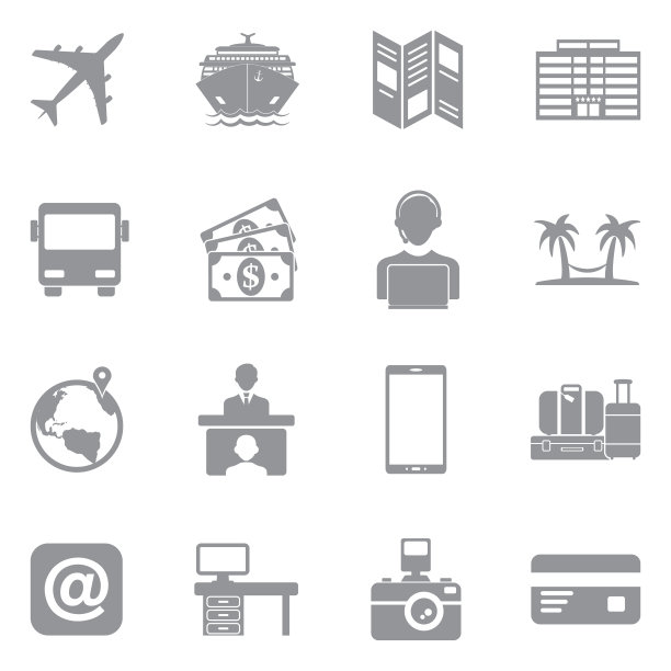 旅行社图标。灰色的平面设计。矢量插图。图片下载