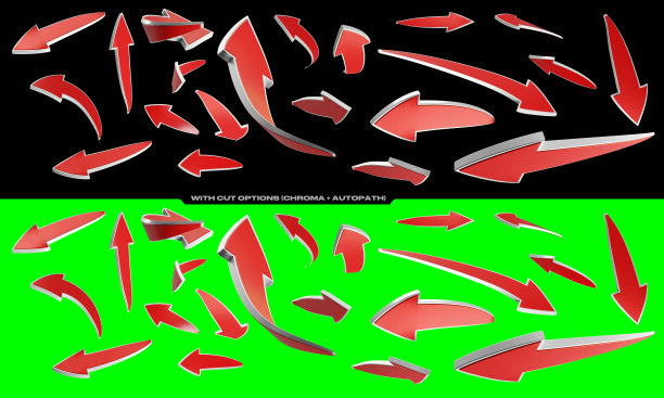 3D红箭头与白色边框的缩略图/模板/广告/艺术/动画和电影的设计图片下载