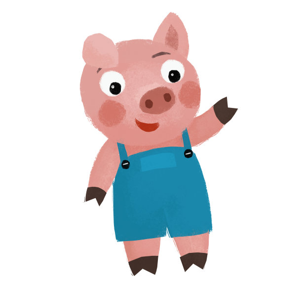 卡通场景与农民有趣的猪牧场主孤立插图的孩子图片下载