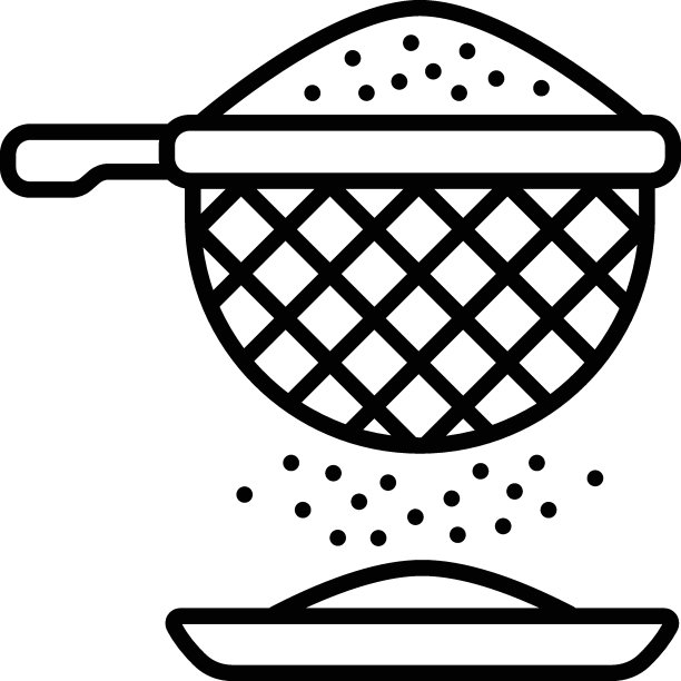 面粉筛矢量线图标设计，烘焙和面包师符号，美食大师标志，美食家素材插画，不锈钢面粉筛概念图片下载