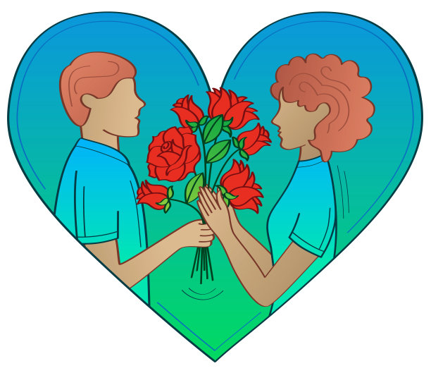 男子送玫瑰给女友图片下载