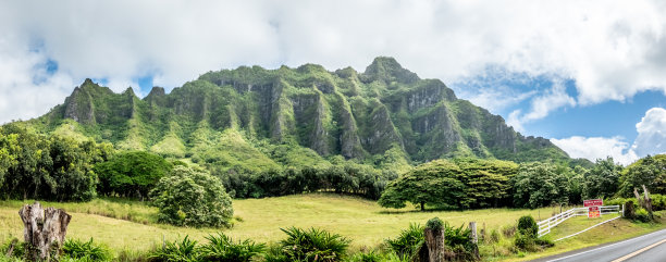 库阿罗亚山脉全景，著名的拍摄地点在夏威夷瓦胡岛图片下载