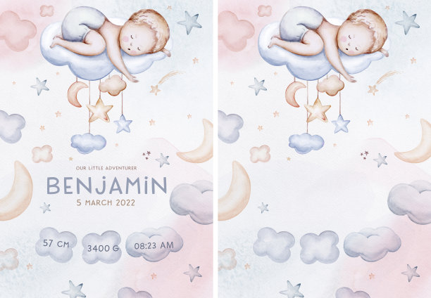 水彩画新生儿沐浴贺卡与婴儿男孩。生日贺卡与文字空间的新出生的婴儿和前大妇女的邀请。图片下载