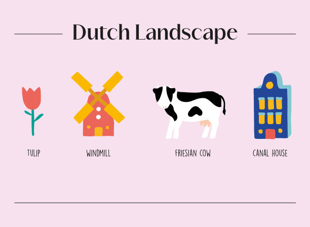 一套荷兰风景插图图片下载