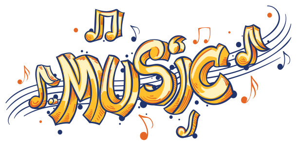 音乐-时髦的绘制音乐装饰涂鸦图片下载