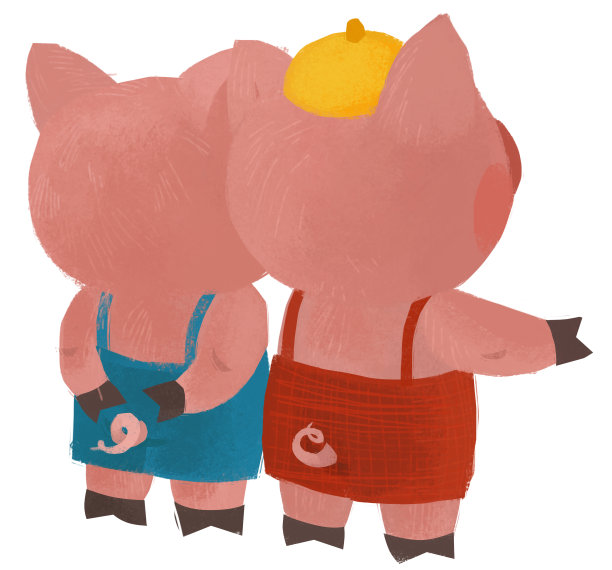 卡通场景与农民有趣的猪牧场主孤立插图的孩子图片下载