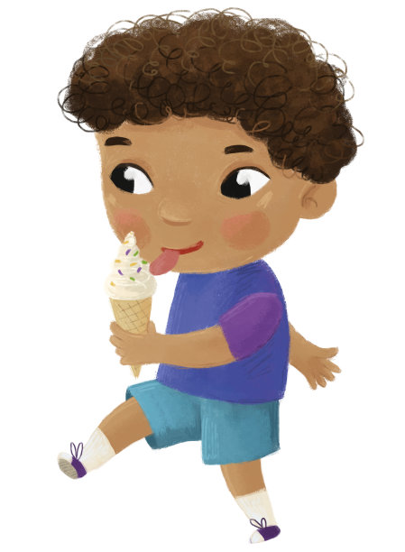 卡通场景与男孩吃美味的甜点插图的孩子图片下载