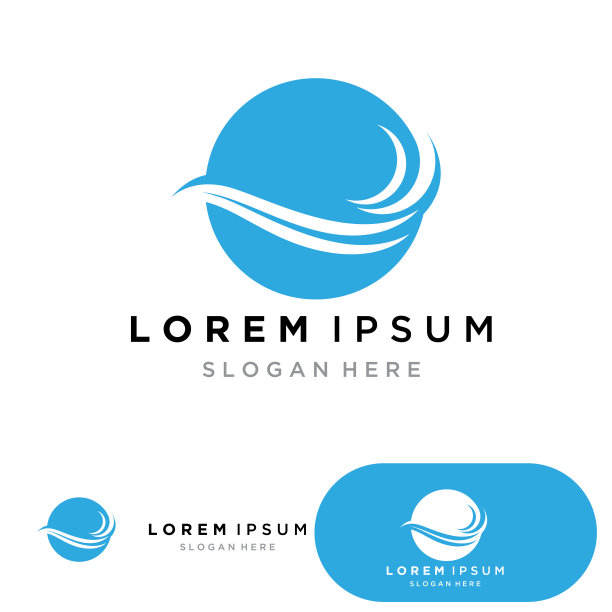 水波标志模板图标矢量插图设计。圆形波浪图片下载
