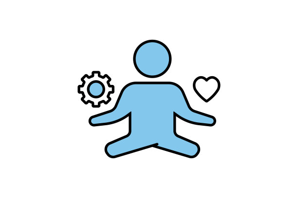 压力管理图标：瑜伽、冥想、放松相关双色图标设计，简约矢量设计可编辑图片下载