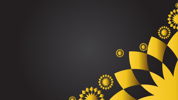 奢华的黑色和金色背景与花卉元素图片下载