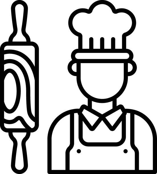 面包店助理矢量线图标设计，面包店和面包匠符号，烹饪大师标志，食品鉴赏家股票插图，面团制造商概念图片下载