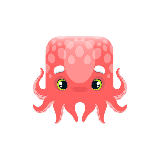 卡通章鱼卡哇伊方形动物脸海妖图片下载