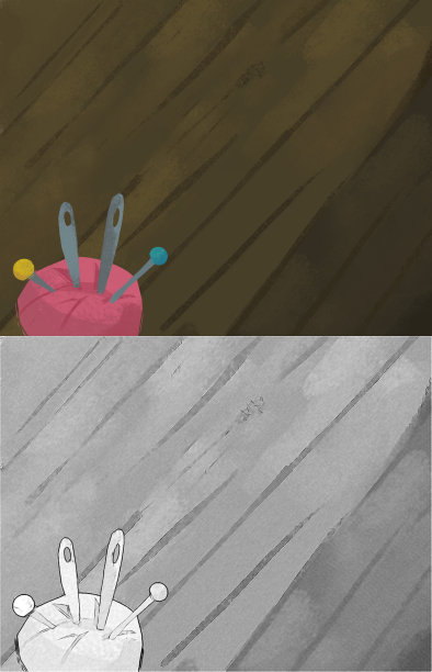 卡通场景与裁剪工具在书桌上为儿童插图图片下载