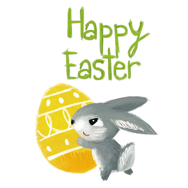 卡通场景与复活节兔子兔子在草地背景插图的儿童图片下载