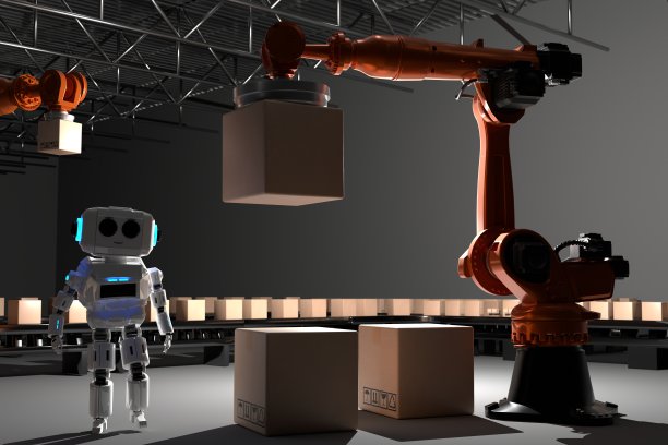 手臂机器人人工智能制造箱体产品面向制造业技术面向未来产品进出口面向产品、食品、化妆品、服装仓储机械未来技术图片下载