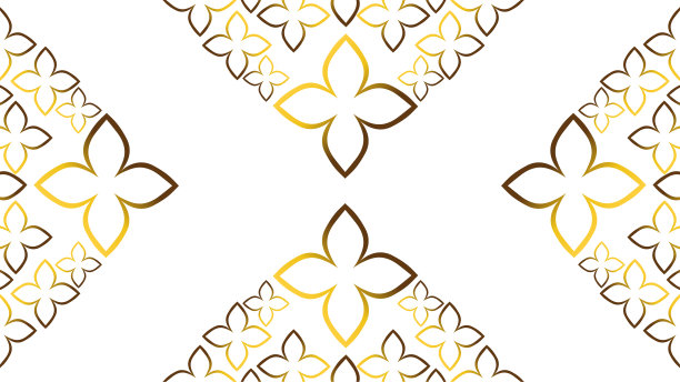 奢华的金色花卉装饰在白色的背景图片下载