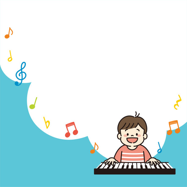 方网横幅插图男孩喜欢弹钢琴图片下载
