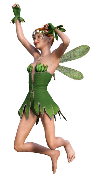 3D渲染春天仙女在白色图片下载