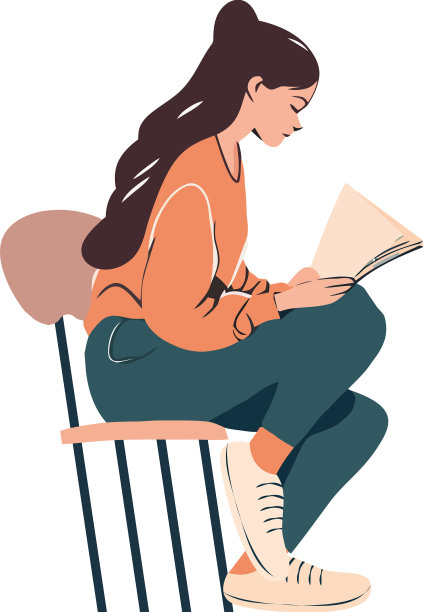 一个人在户外微笑着读书图片下载