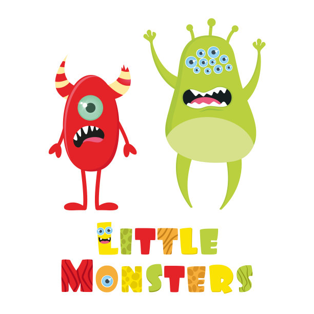 有趣的万圣节怪物。可爱又可怕的怪物。可爱的怪物矢量字符微笑有趣。小怪兽图片下载