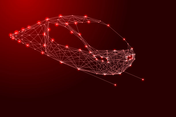 高速列车，从未来的多边形红线和发光的星星横幅，海报，贺卡。低聚概念。矢量插图。图片下载